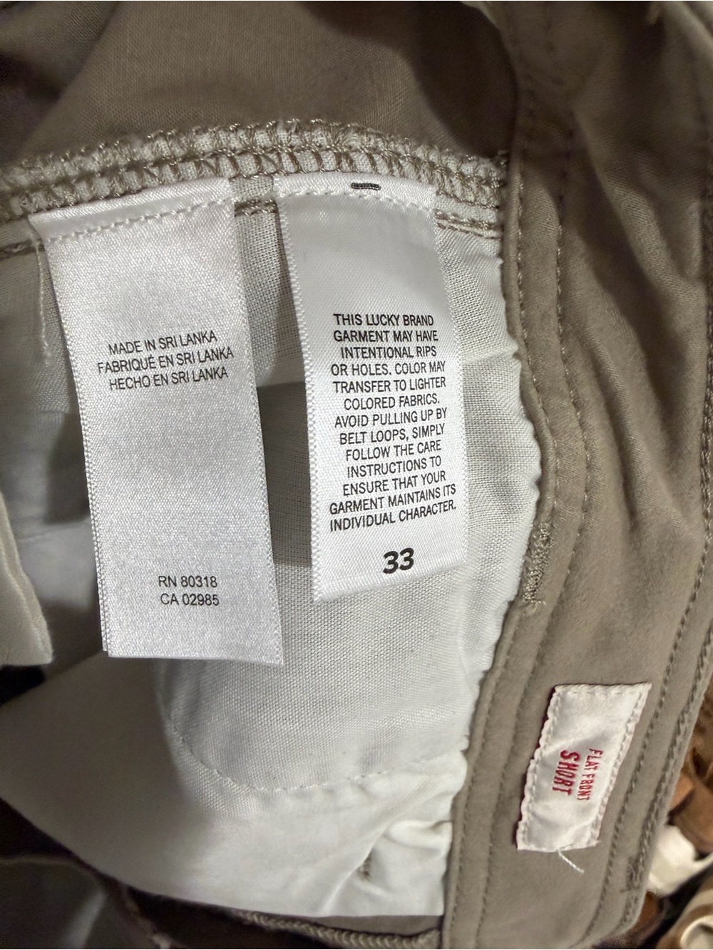 Lucky Brand Men's Tan Flat-Front Shorts - Picture 6 of 6